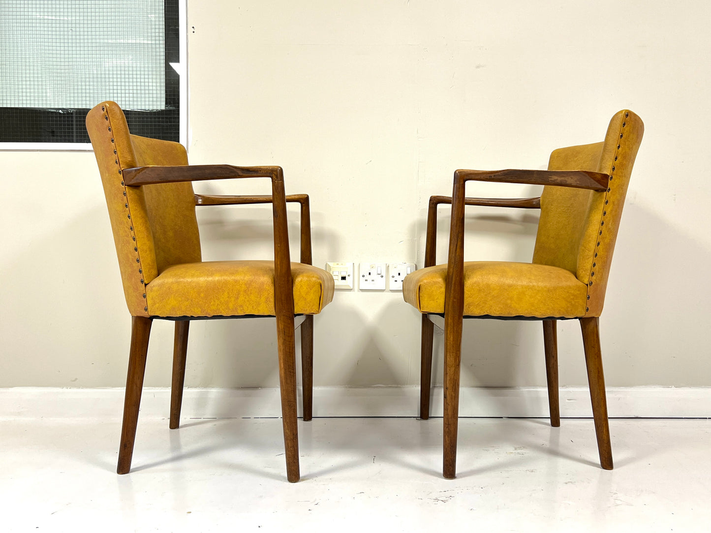 Pair of Mid-Century Teak & Leather Library or Dining Chairs