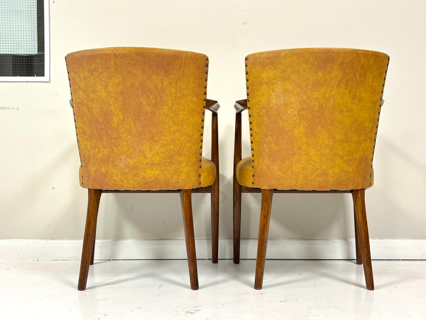 Pair of Mid-Century Teak & Leather Library or Dining Chairs