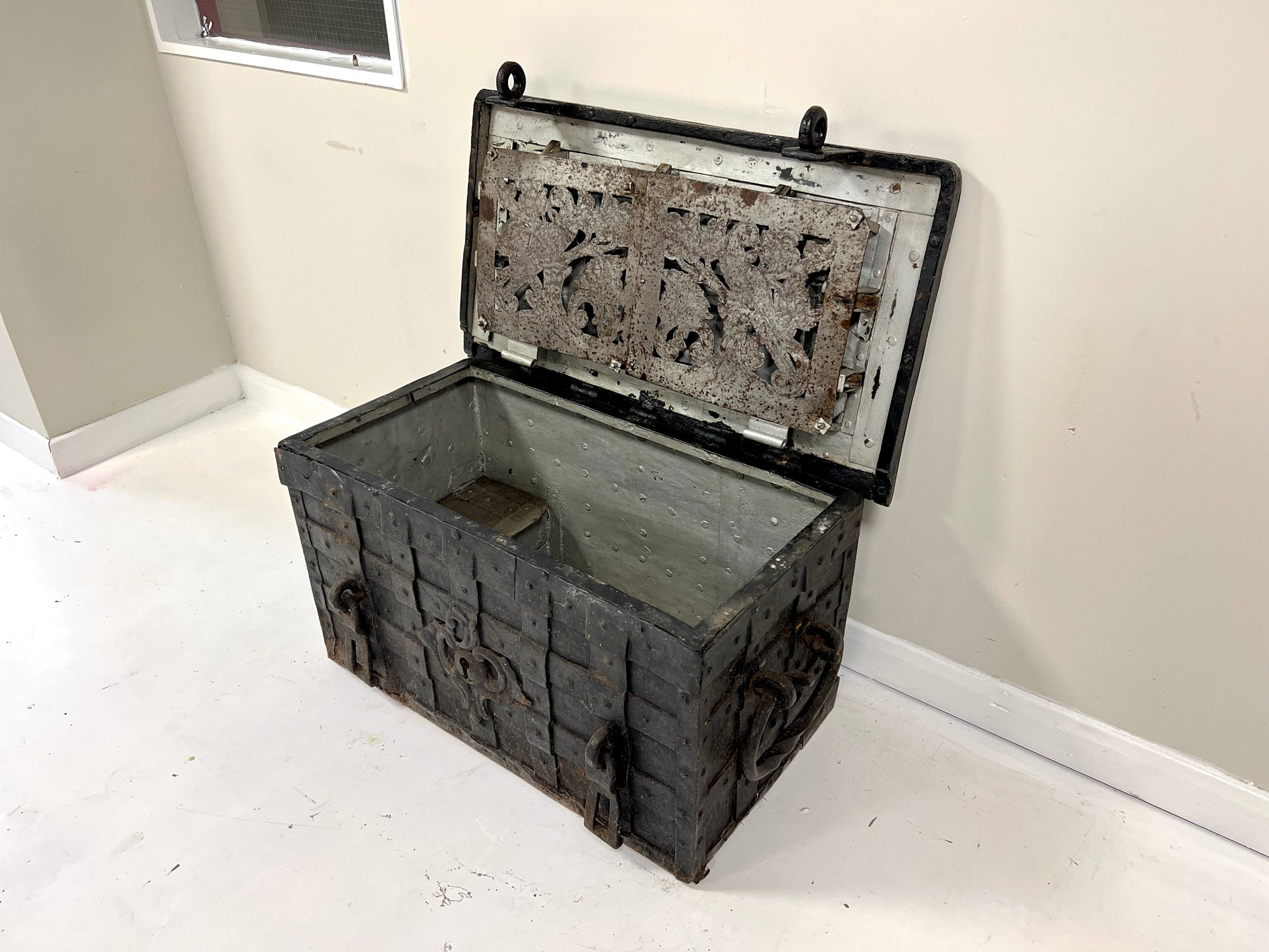 17th Century, Wrought Iron Strong Box / Armada Chest