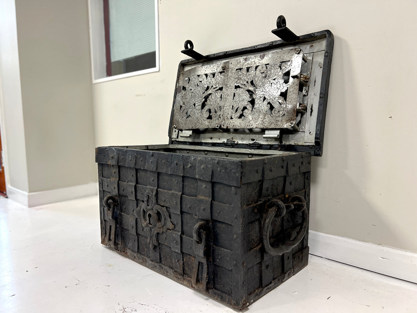 17th Century, Wrought Iron Strong Box / Armada Chest