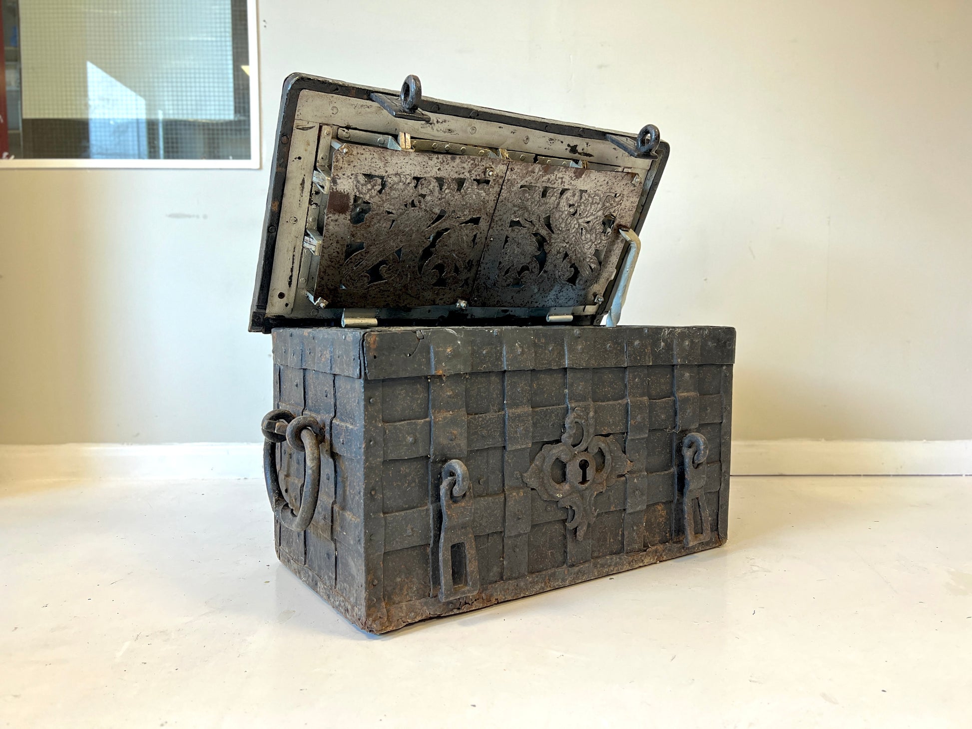 17th Century, Wrought Iron Strong Box / Armada Chest