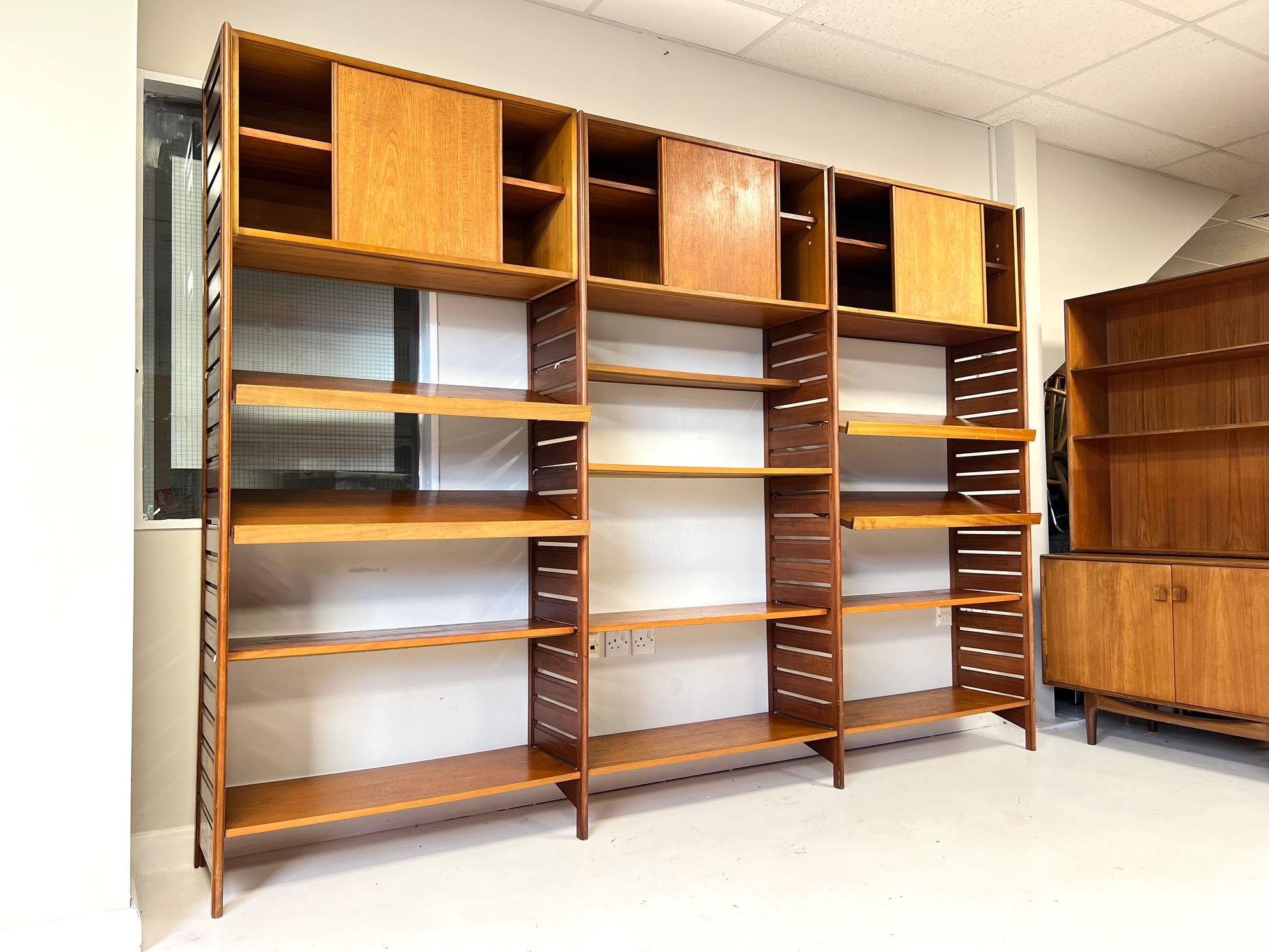 Staples Ladderax, Mid Century Teak Modular Shelving