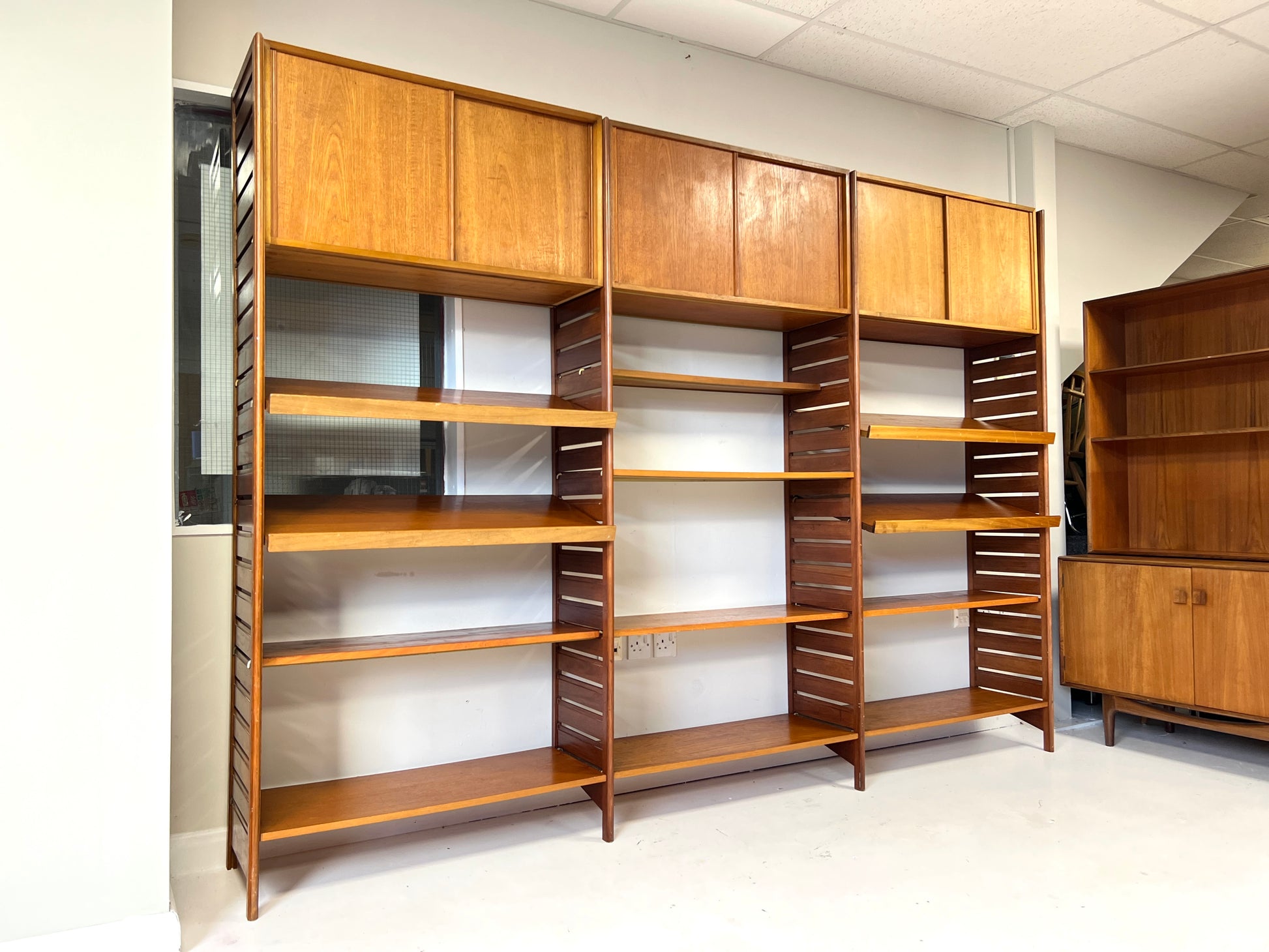 Staples Ladderax, Mid Century Teak Modular Shelving