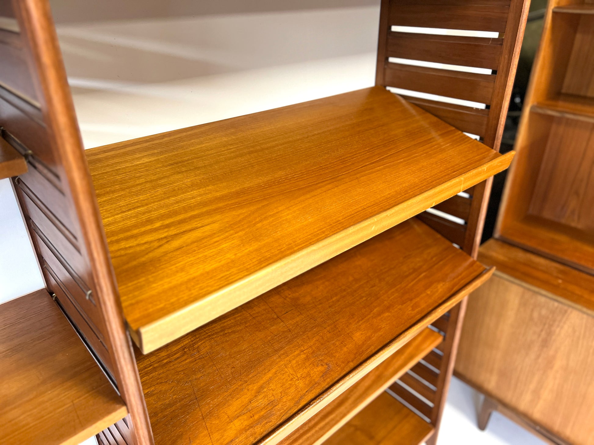 Staples Ladderax, Mid Century Teak Modular Shelving