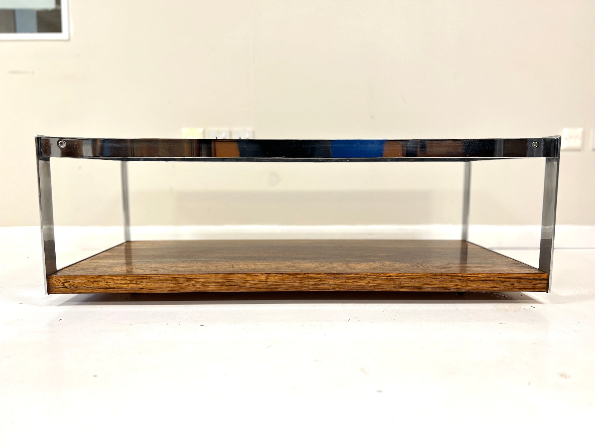 Merrow Associates Rosewood, Chrome & Glass Coffee Table