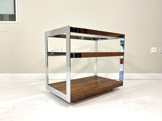 Merrow Associates, Rosewood, Chrome & Glass Trolley