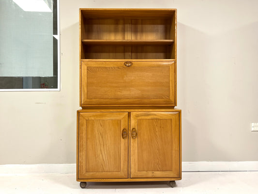 Ercol Windsor, Vintage Compact Bookcase Bureau