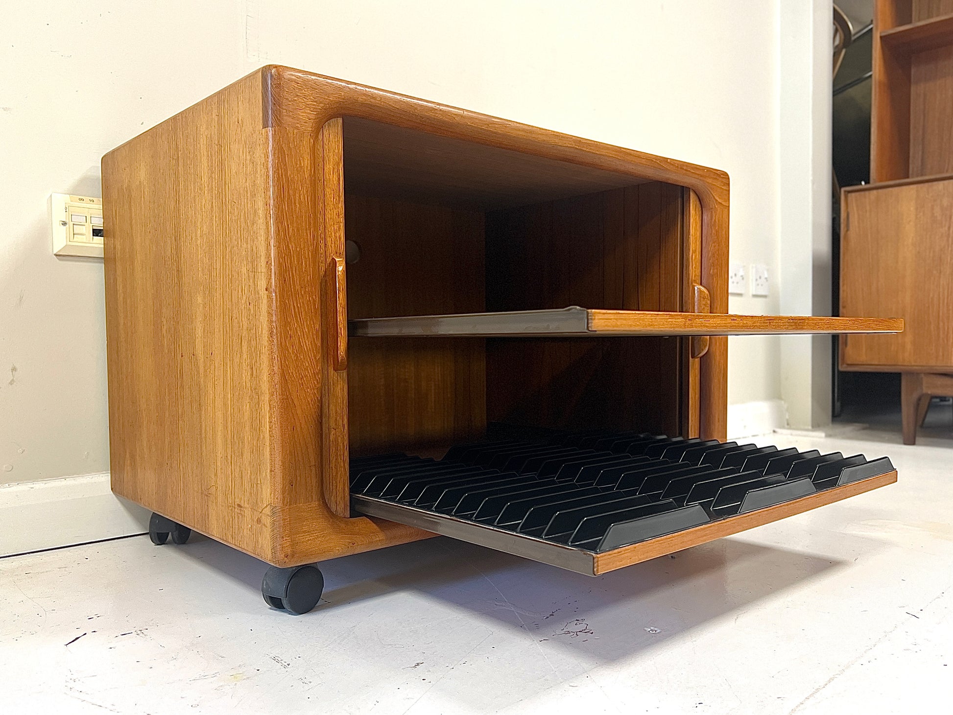 Drylund, Mid Century Danish Teak Tambour Cabinet