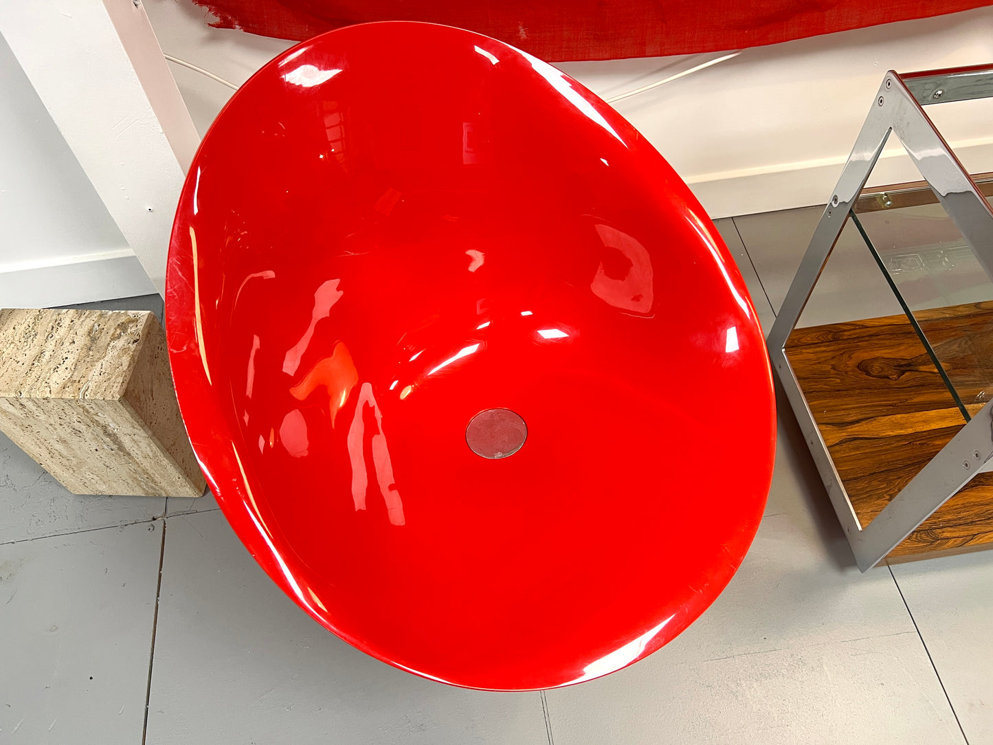 Kartell Eros, Pair of Red & Chrome Swivel Chairs 