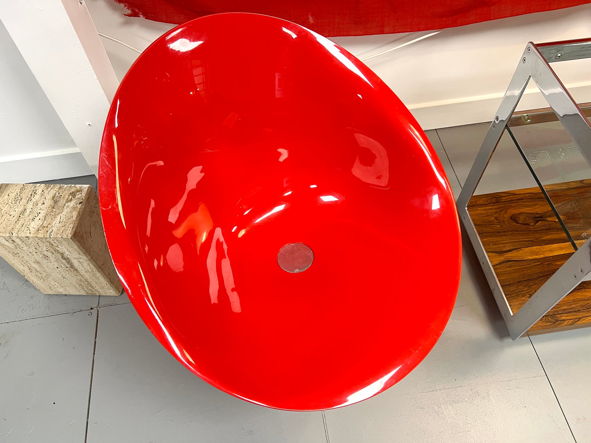 Kartell Eros, Pair of Red & Chrome Swivel Chairs 