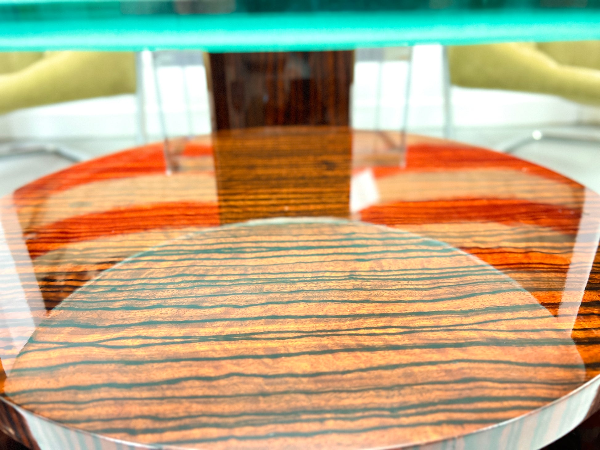 Vintage Maccassar Wood & Glass Occasional Table 
