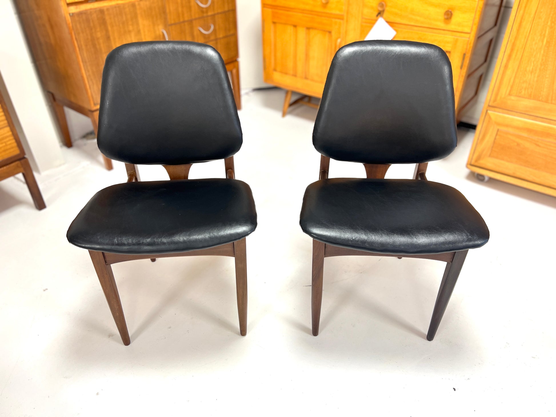 Pair of Eilliotts of Newbury, Teak and Leatherette Dining Chairs