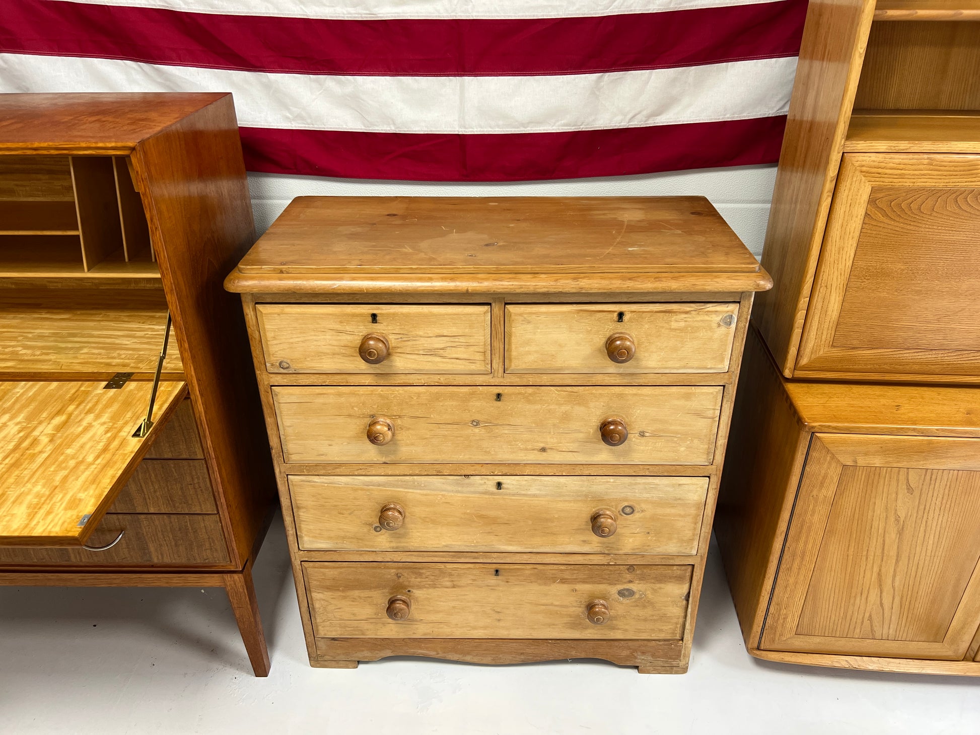 Victorian 2 Over 3 Pine Chest of Drawers