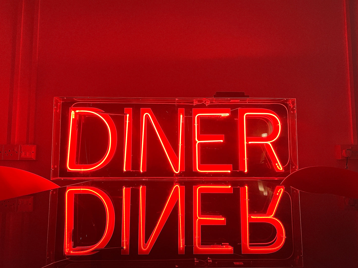 Red Neon ‘Diner’ Sign with Vintage Aesthetic