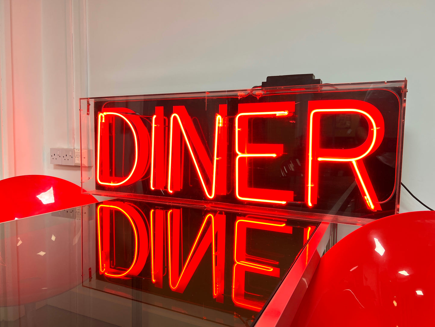 Red Neon ‘Diner’ Sign with Vintage Aesthetic