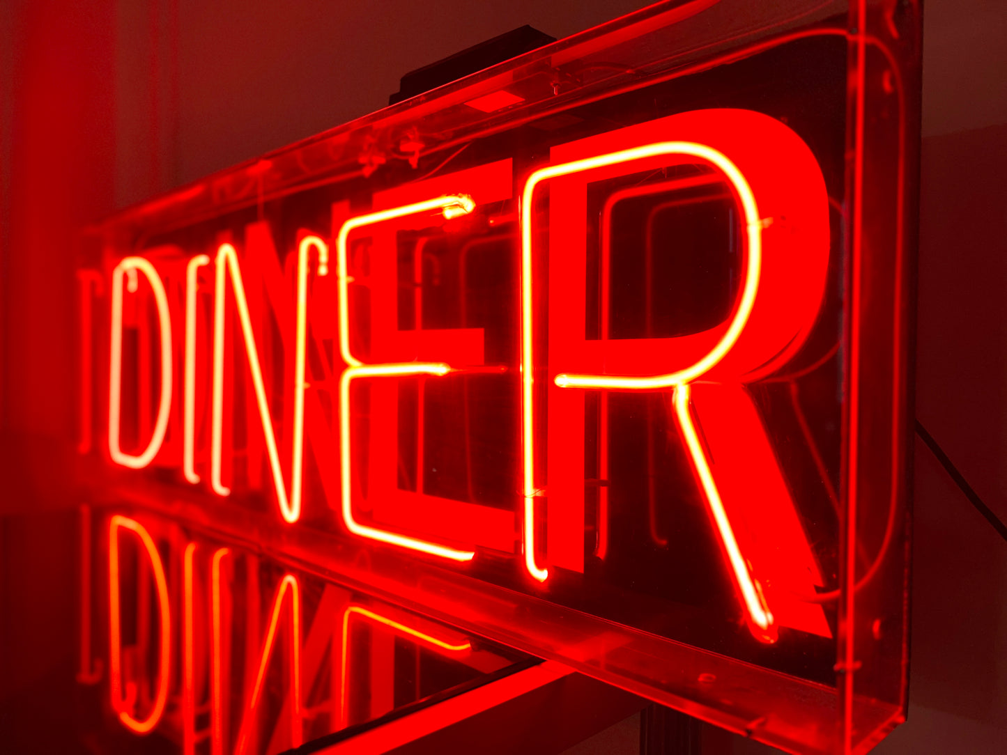 Red Neon ‘Diner’ Sign with Vintage Aesthetic