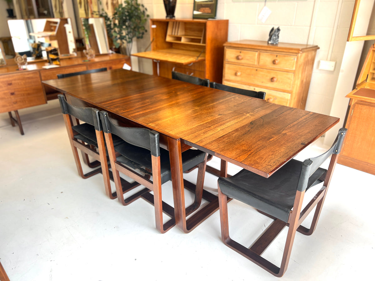 Gunther Hoffstead rosewood dining table and chairs for Uniflex
