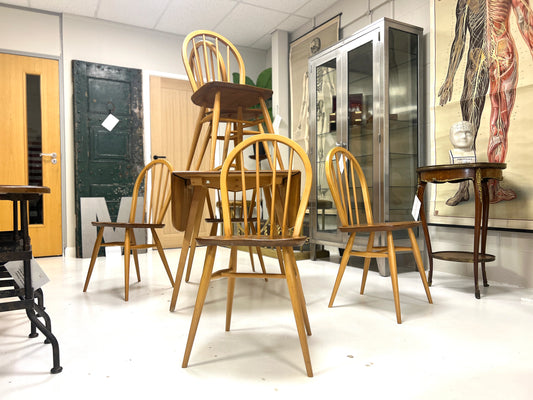 Set of 6 Ercol Model 400, Mid Century Dining Chairs