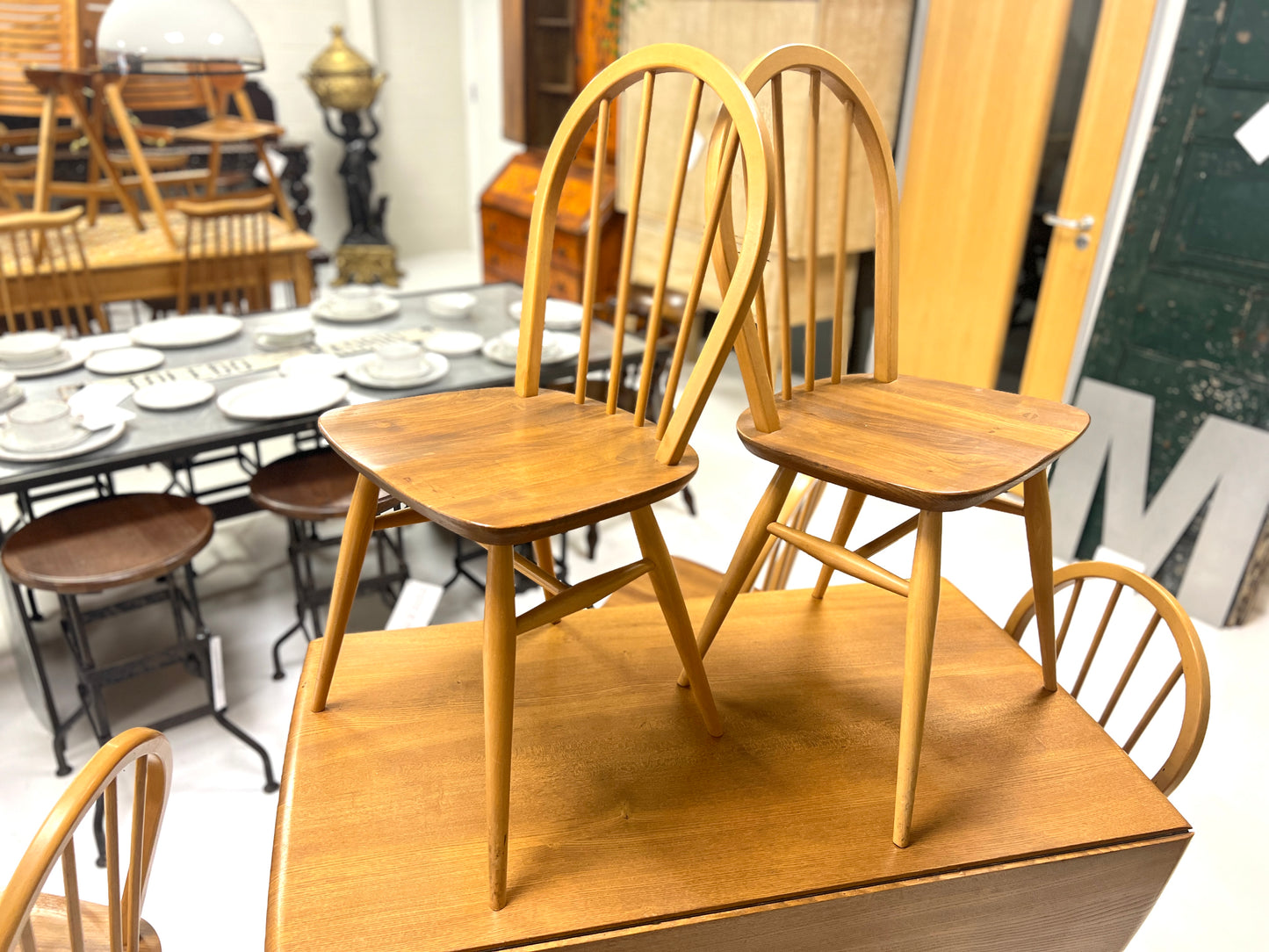 Set of 6 Ercol Model 400, Mid Century Dining Chairs