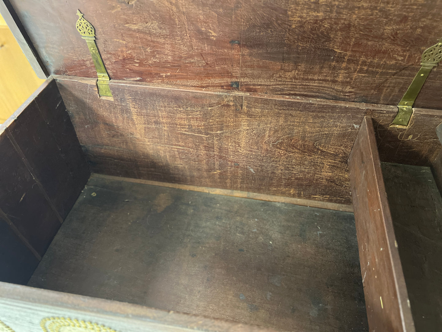 A Large 19th Century Teak and Brass Inlaid Zanzibar Chest on Stand