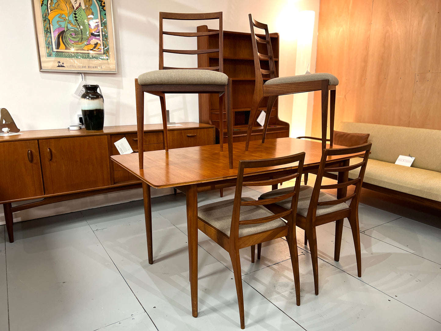 Mcintosh, Mid Century Teak Extending Dining Table and 4 Chairs