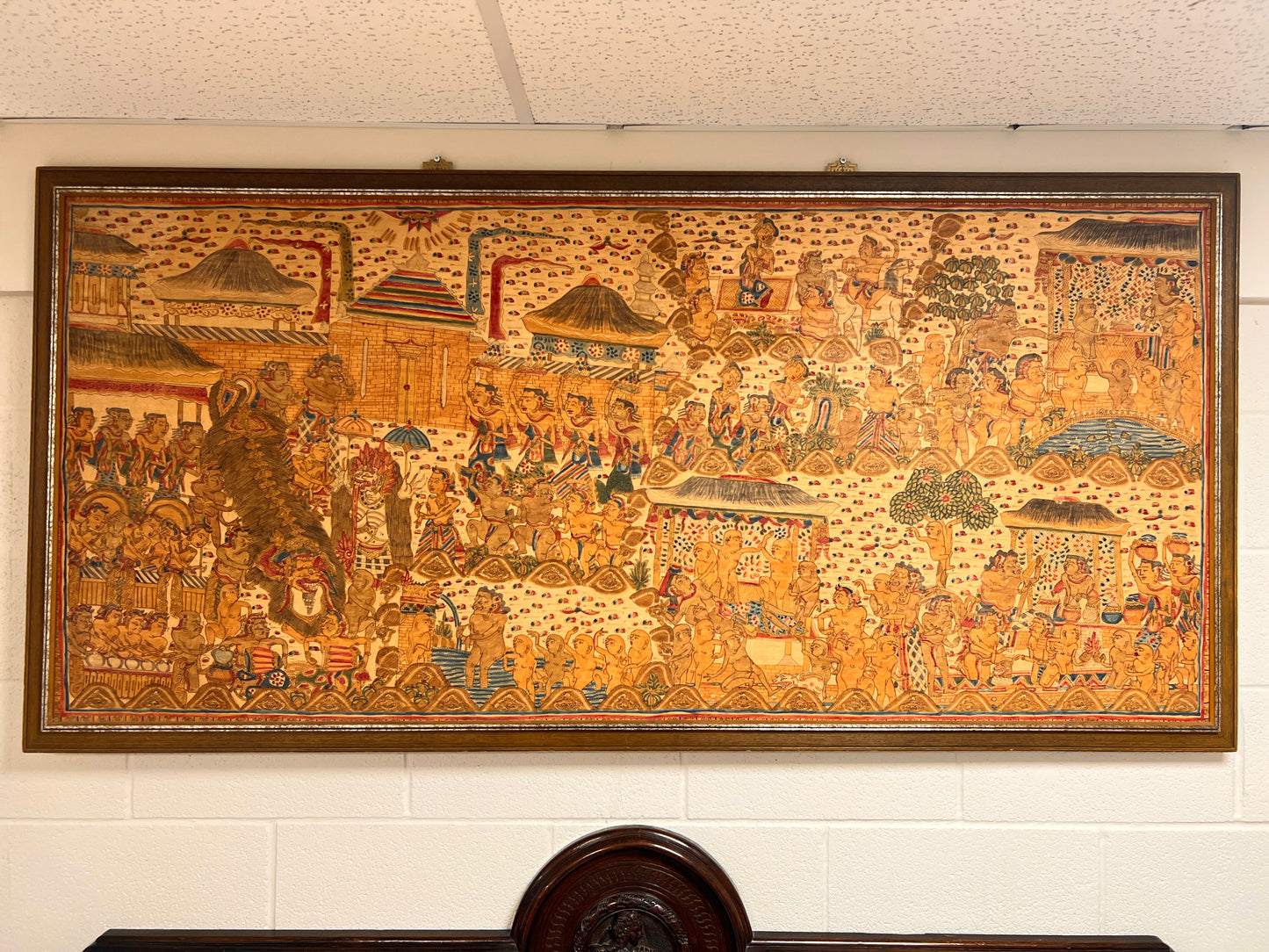 Balinese, Wayang Style Kamasan Painting on Batik Cloth