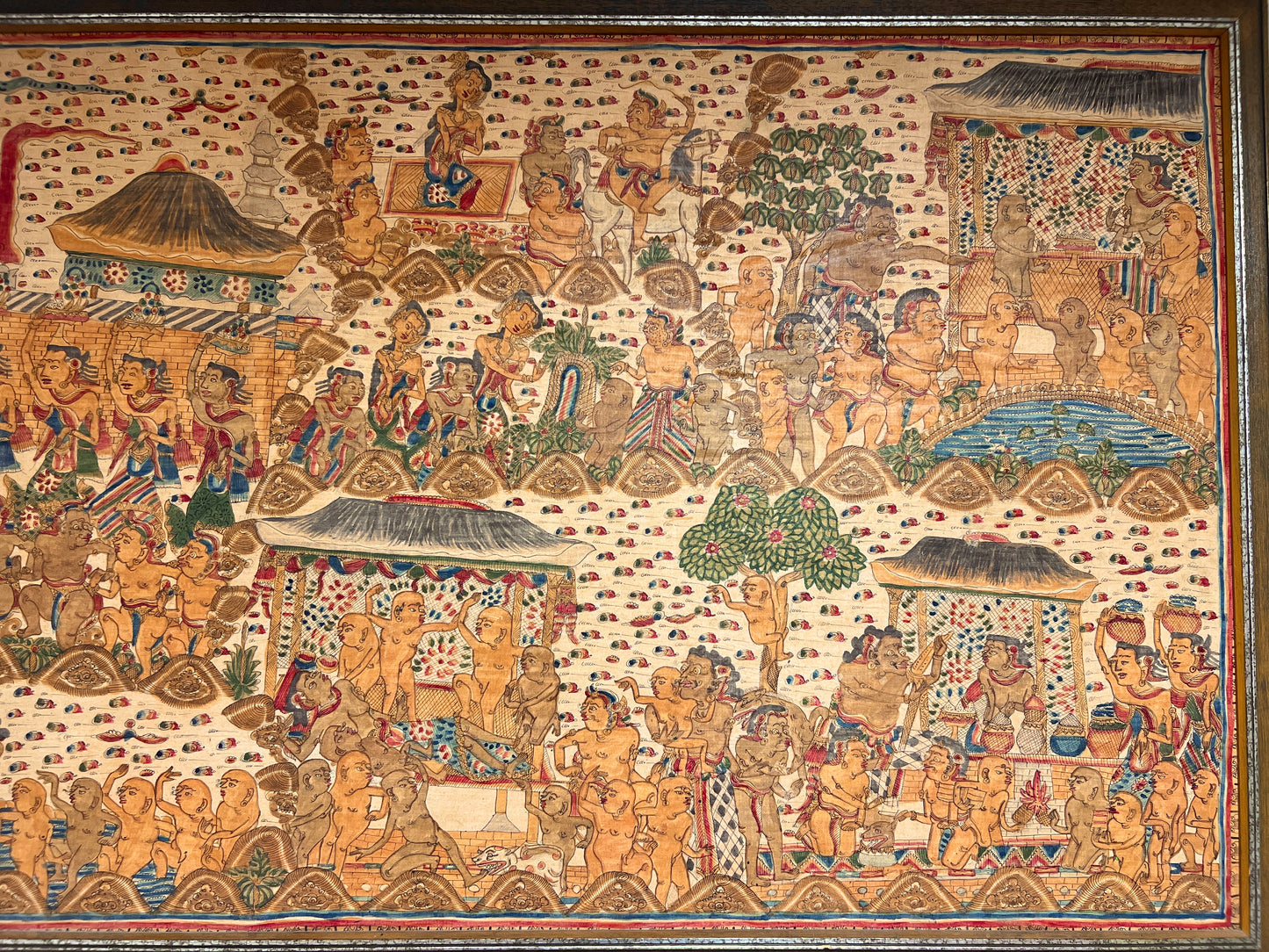 Balinese, Wayang Style Kamasan Painting on Batik Cloth