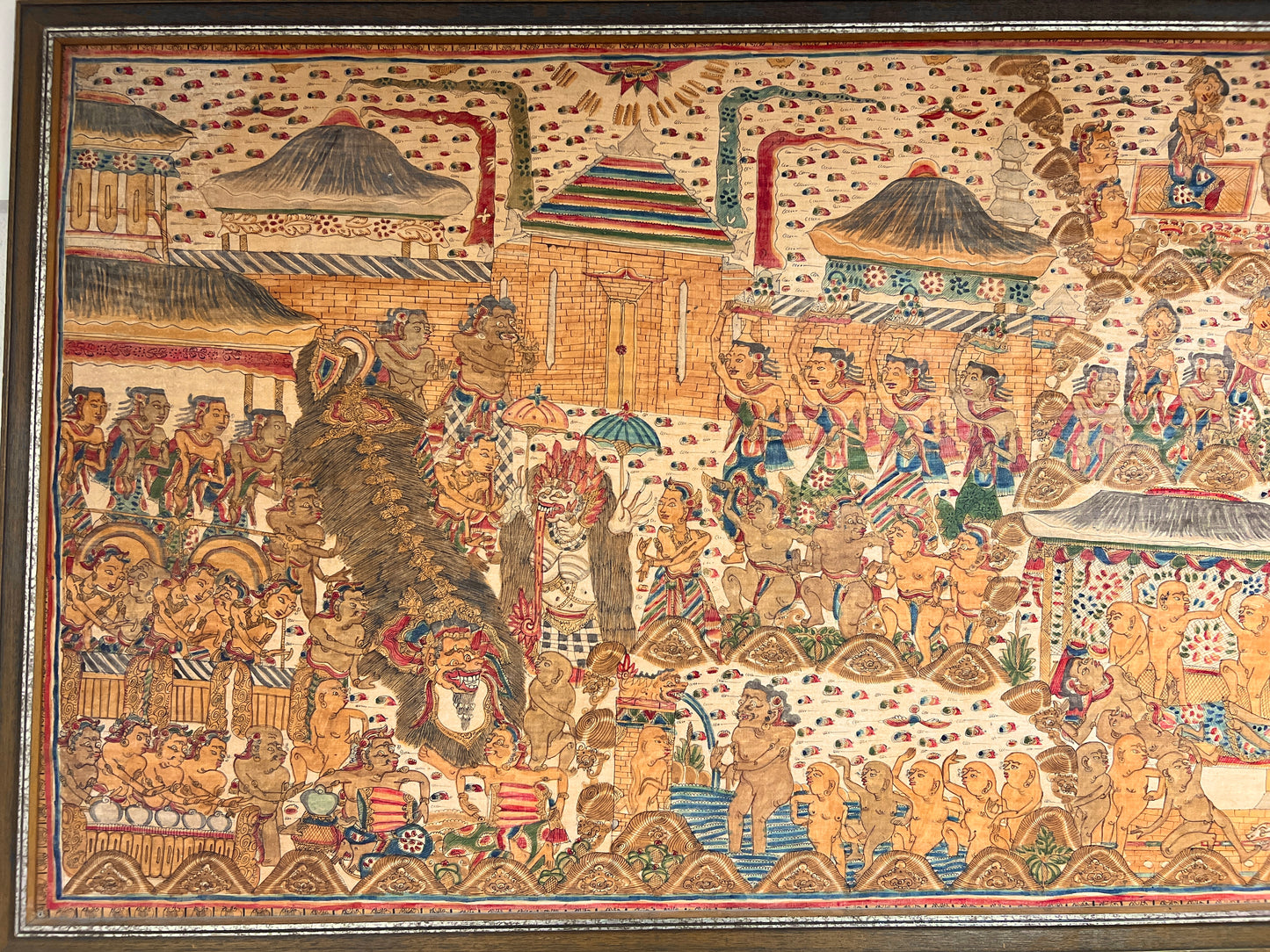 Balinese, Wayang Style Kamasan Painting on Batik Cloth