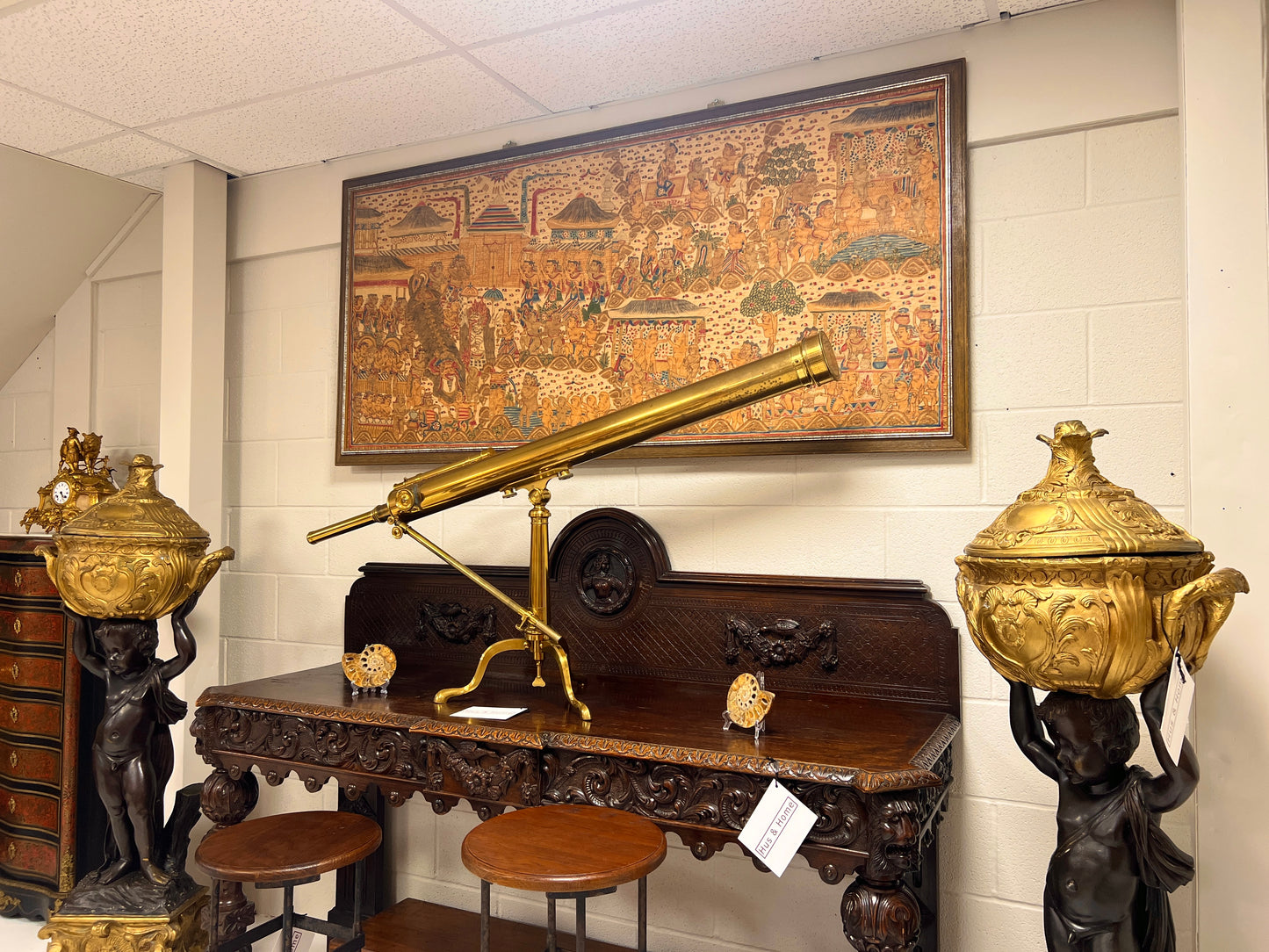 Balinese, Wayang Style Kamasan Painting on Batik Cloth