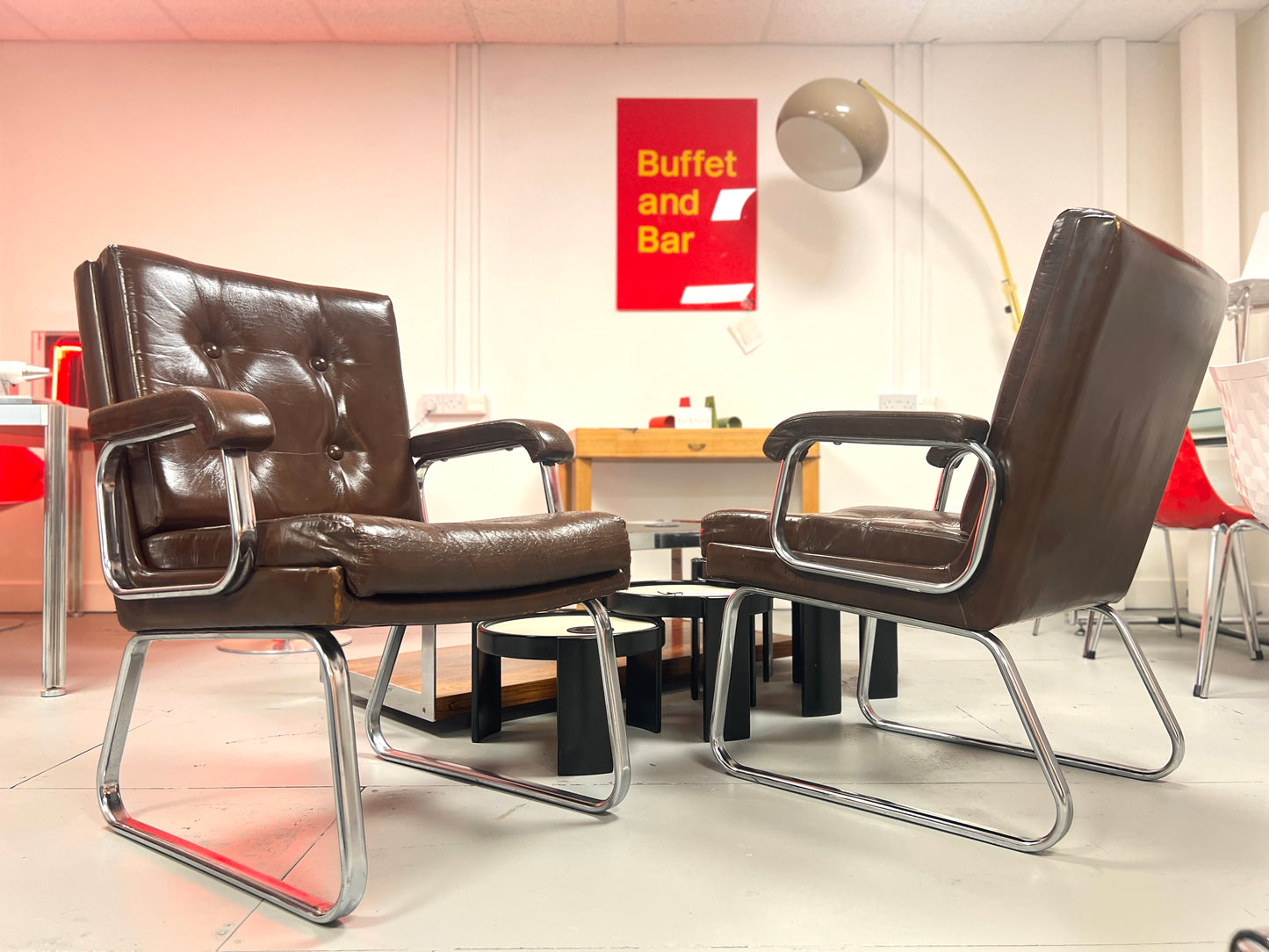 Gordon Russell for Verco, Pair of Brown Leather Armchairs