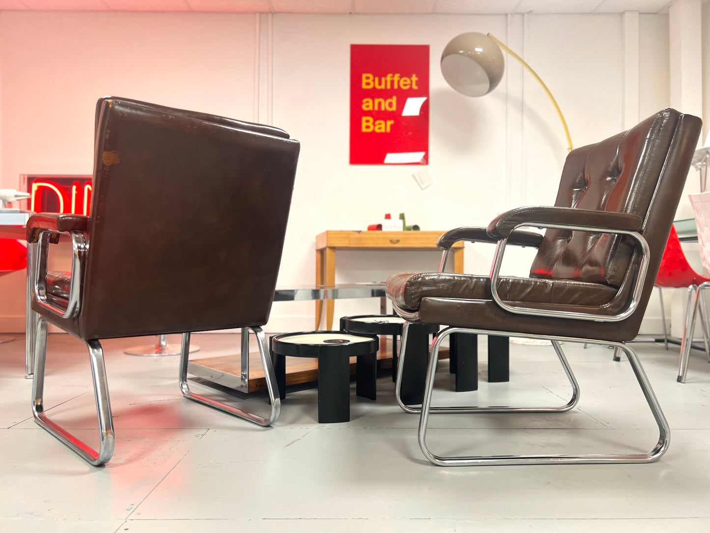 Gordon Russell for Verco, Pair of Brown Leather Armchairs