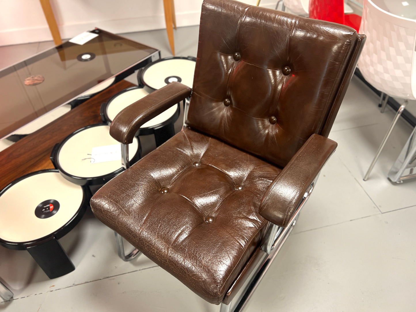 Gordon Russell for Verco, Pair of Brown Leather Armchairs