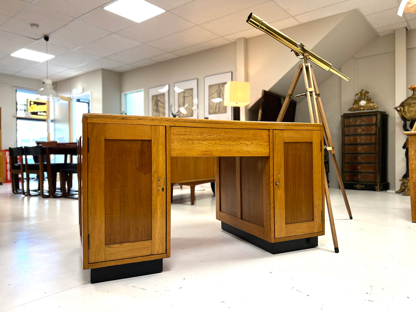 Art Deco, Oak Double Pedestal Executive Desk