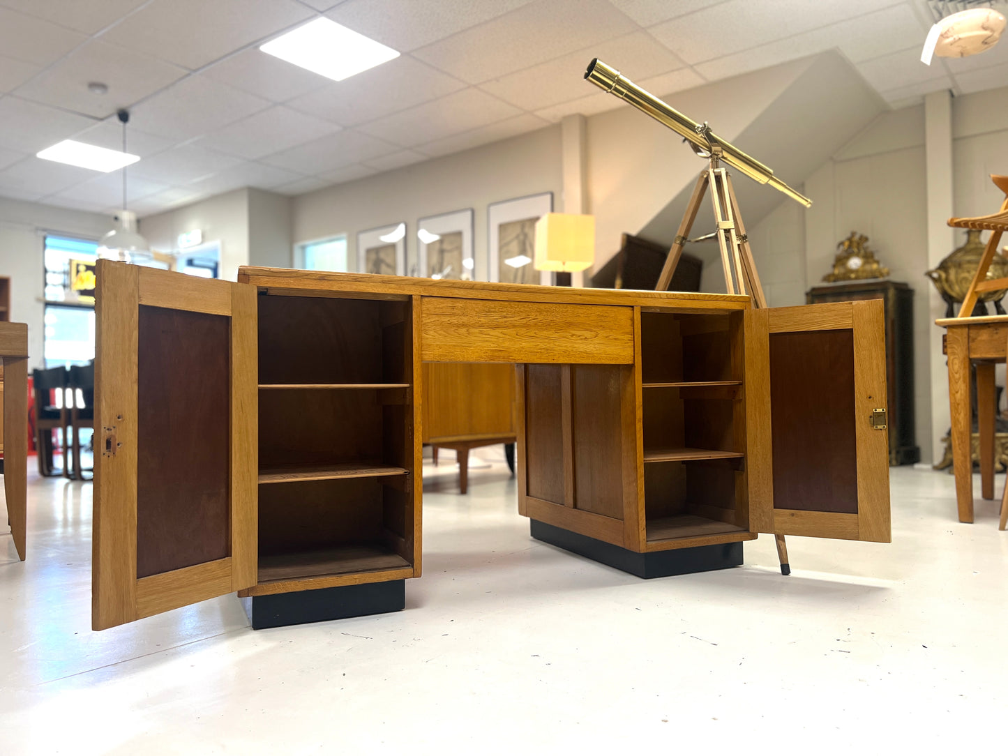 Art Deco, Oak Double Pedestal Executive Desk