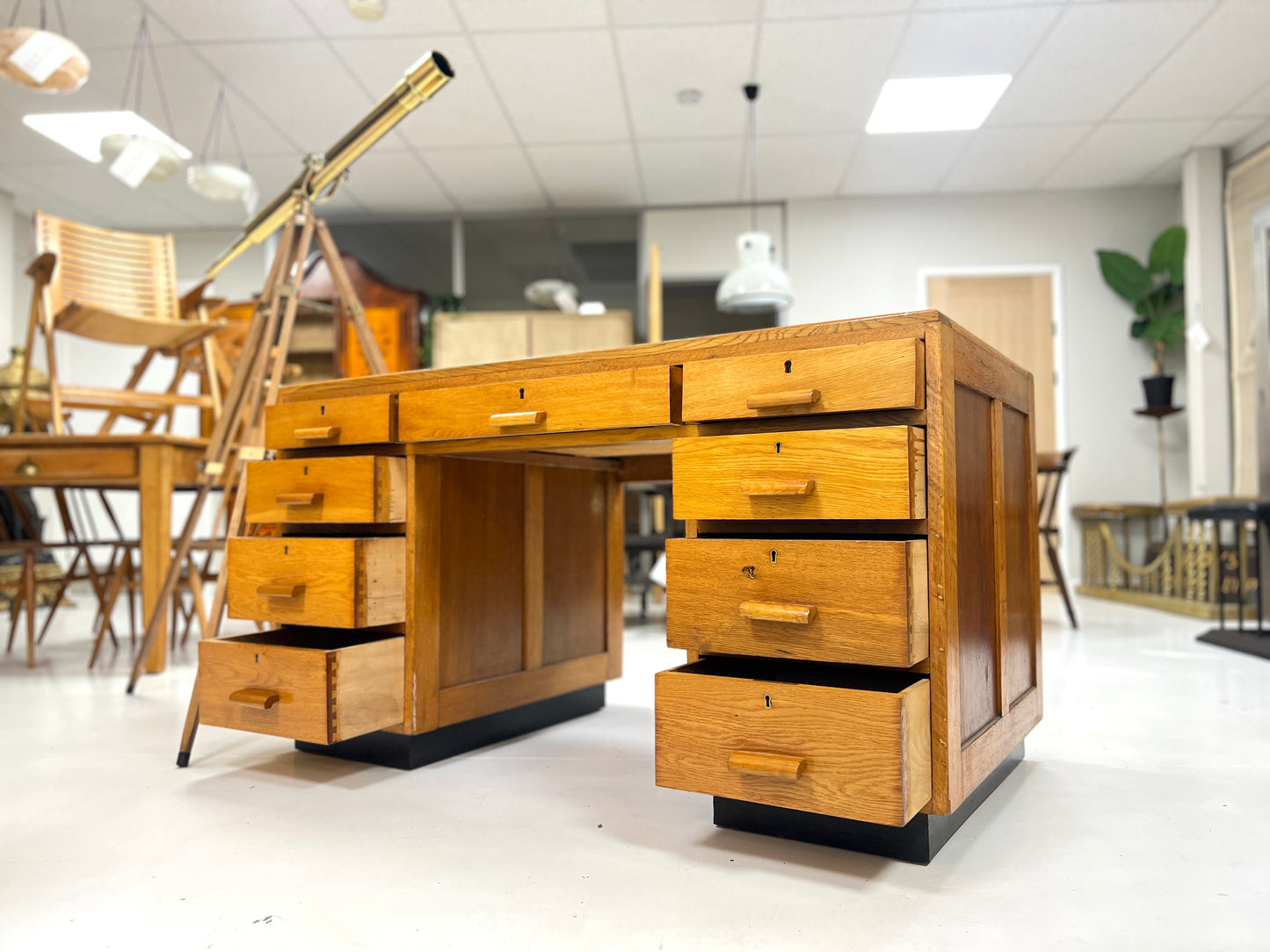 Art Deco, Oak Double Pedestal Executive Desk
