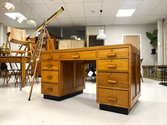Art Deco, Oak Double Pedestal Executive Desk