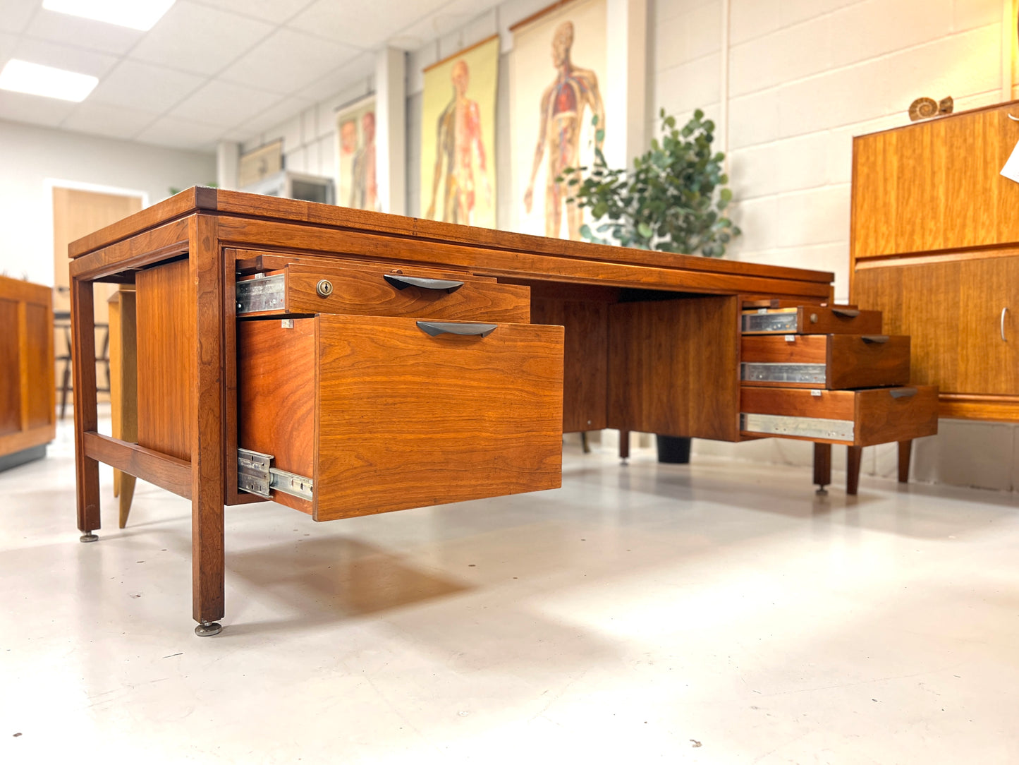 Jens Risom Designs, 7ft Walnut Executive Desk