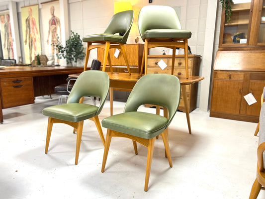 Ben Chairs, Set of Four Green Vinyl Dining Chairs