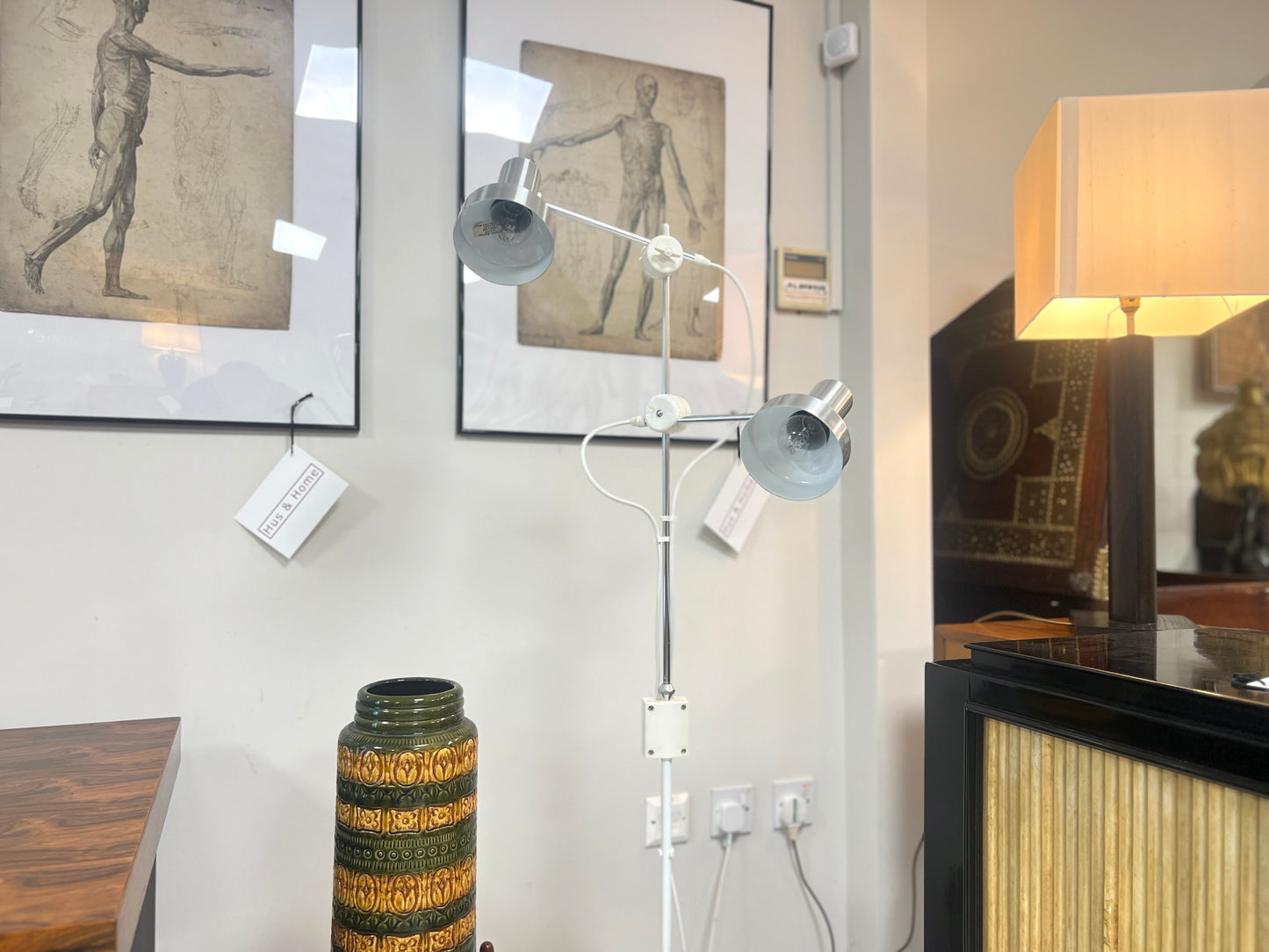 Terence Conran for Habitat, White and Chrome Twin Spotlight Floor Lamp