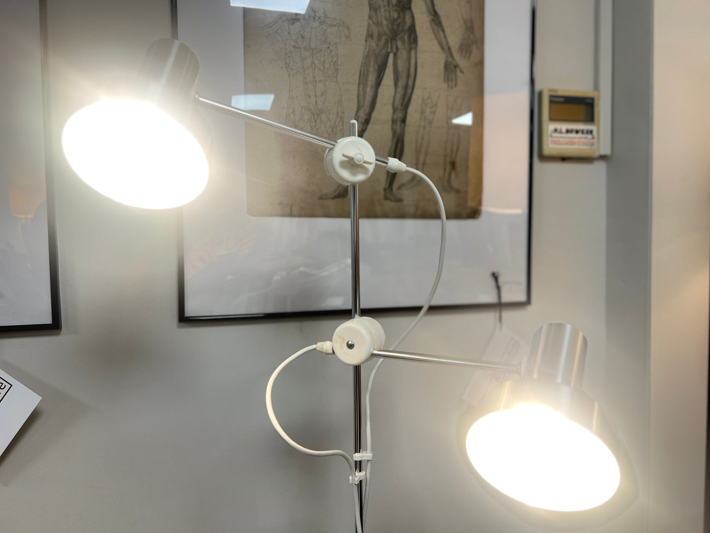 Terence Conran for Habitat, White and Chrome Twin Spotlight Floor Lamp