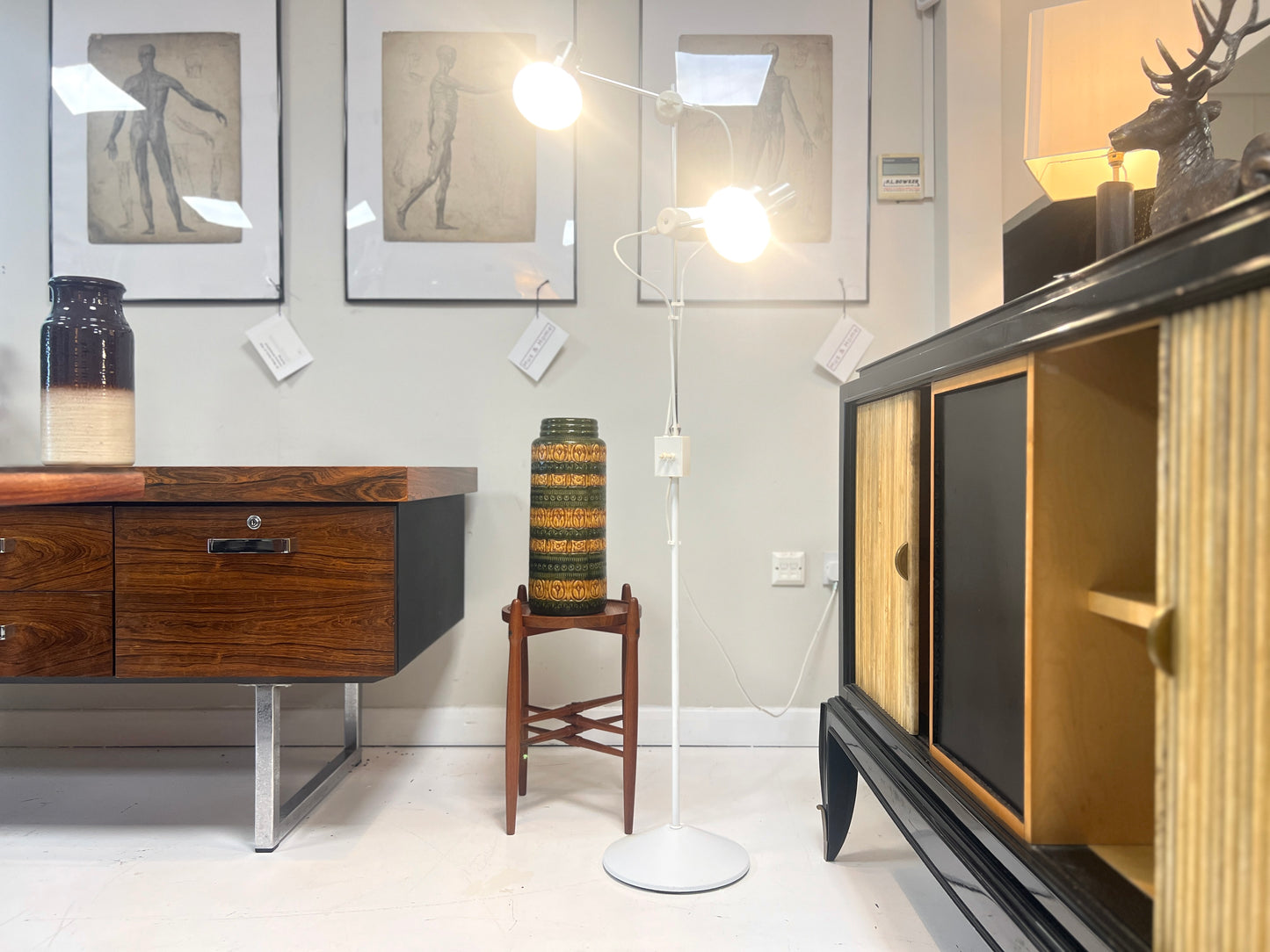 Terence Conran for Habitat, White and Chrome Twin Spotlight Floor Lamp