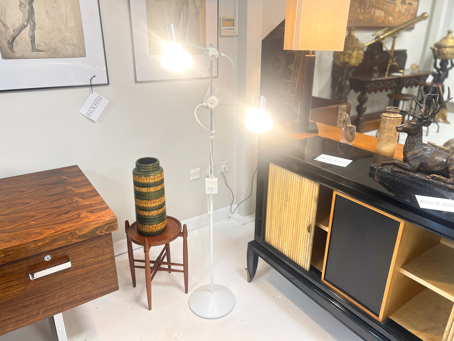 Terence Conran for Habitat, White and Chrome Twin Spotlight Floor Lamp