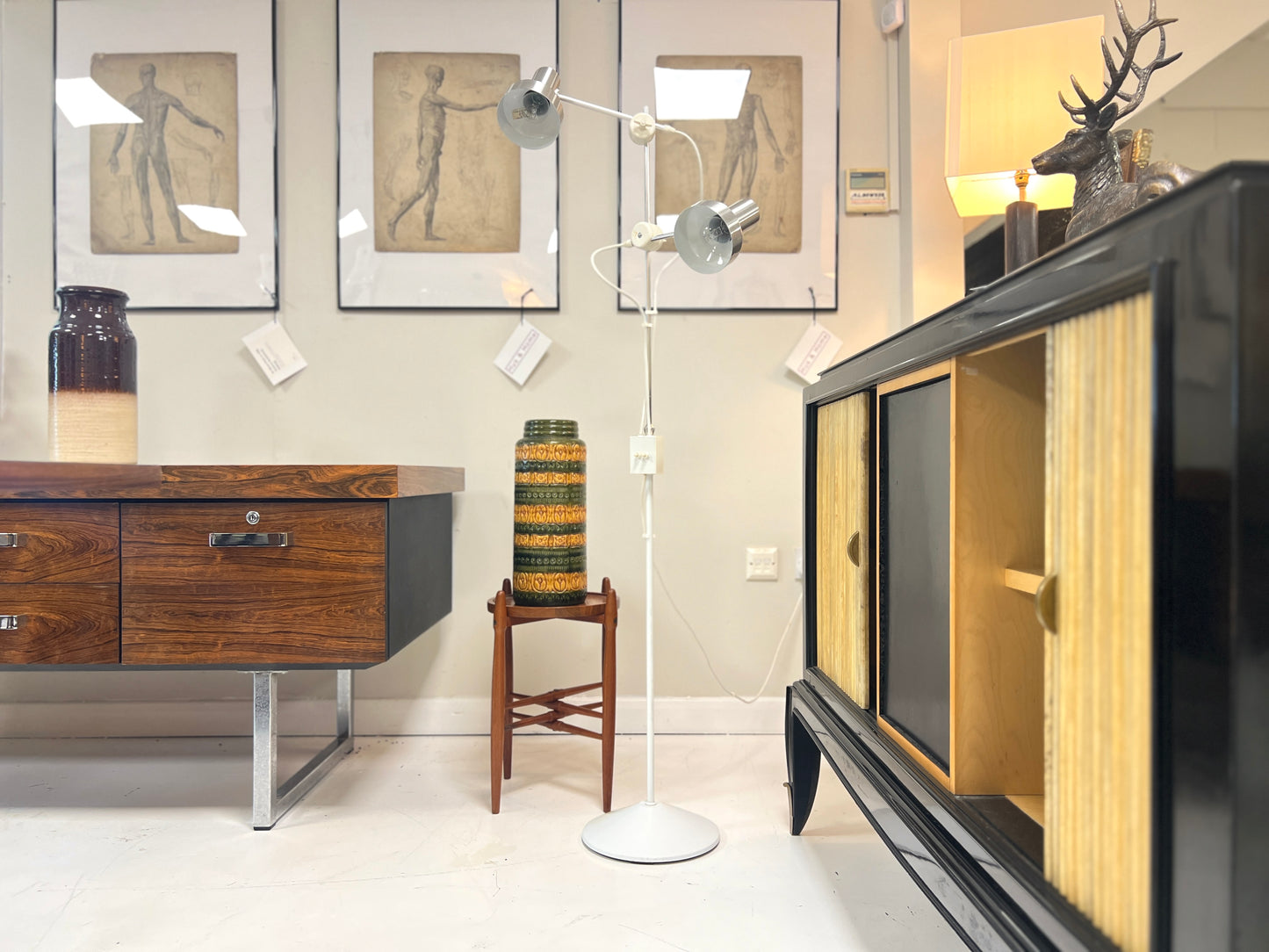 Terence Conran for Habitat, White and Chrome Twin Spotlight Floor Lamp