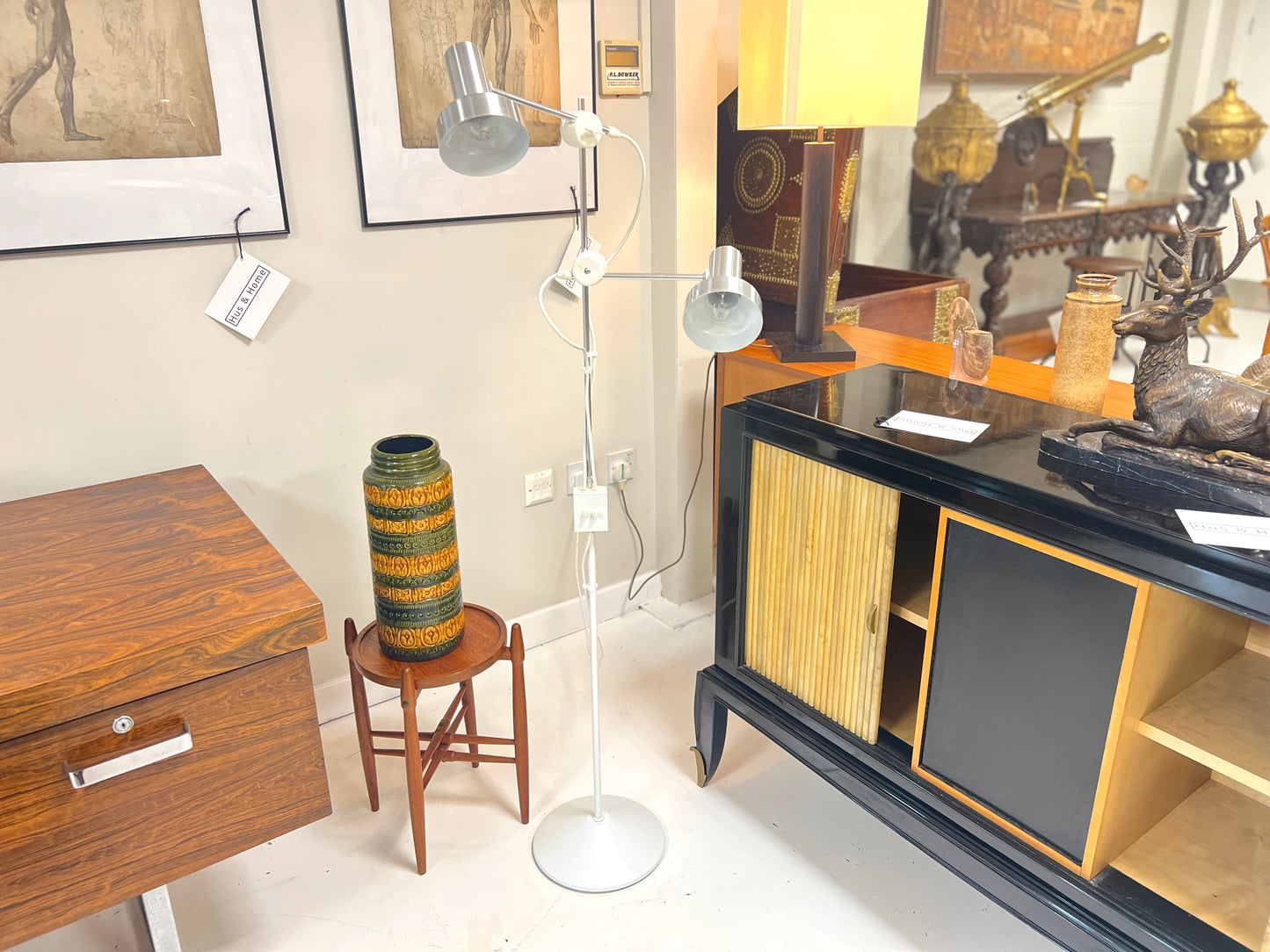 Terence Conran for Habitat, White and Chrome Twin Spotlight Floor Lamp