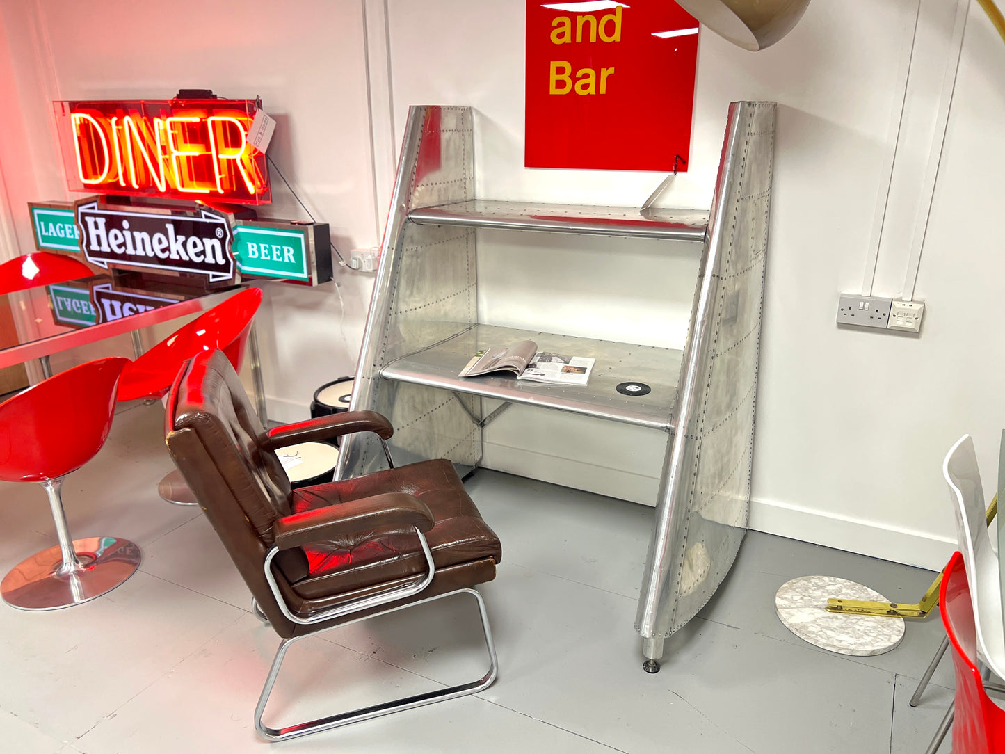 Ex MOD Jet Provost Desk Made from Polished Aluminium Horizontal Stabilisers