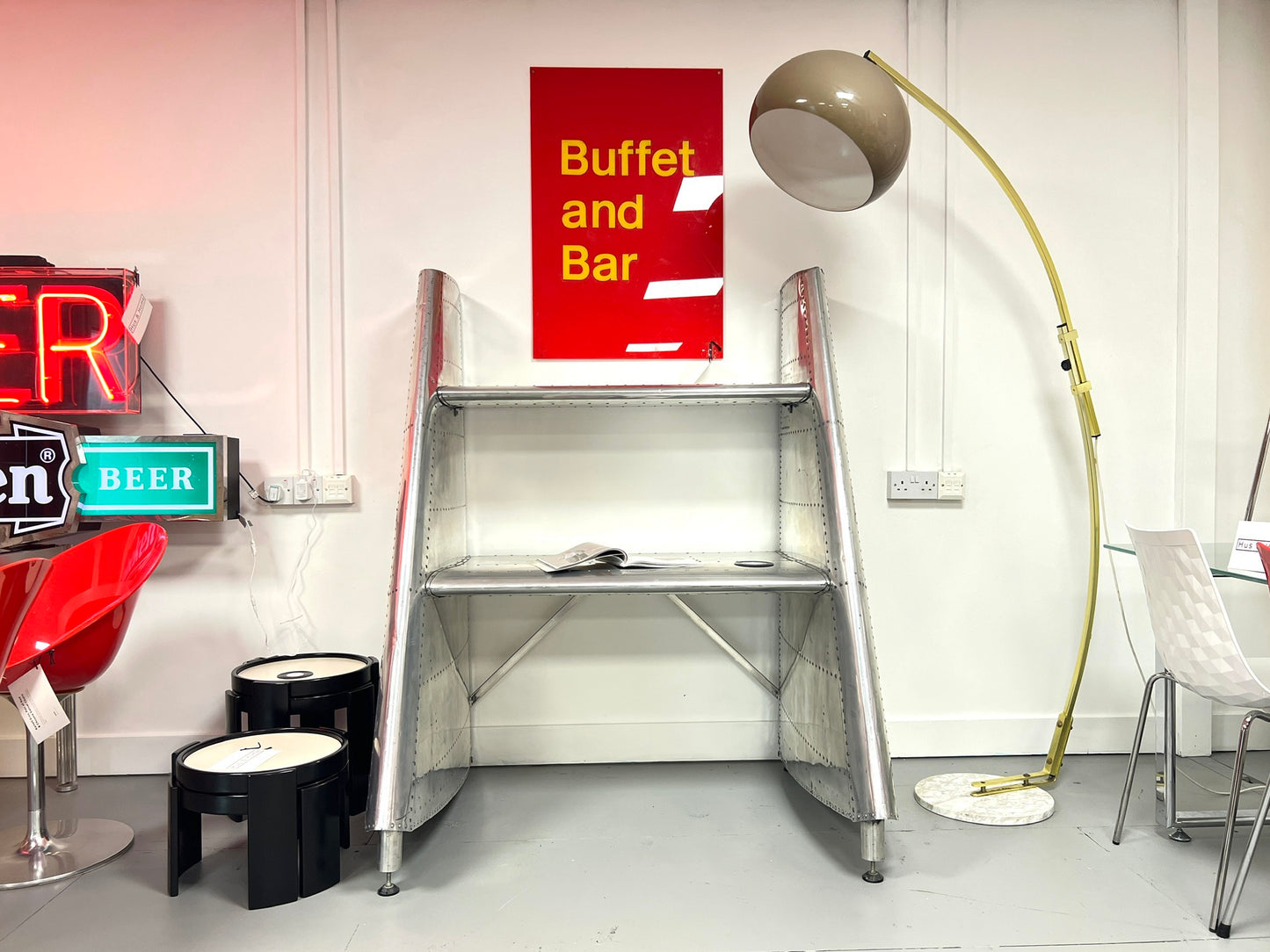 Ex MOD Jet Provost Desk Made from Polished Aluminium Horizontal Stabilisers