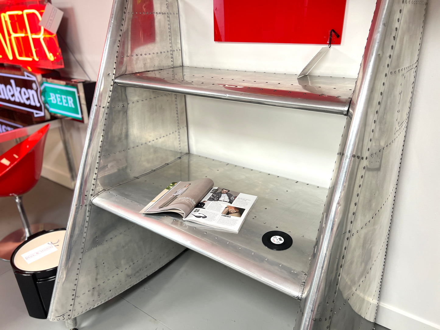 Ex MOD Jet Provost Desk Made from Polished Aluminium Horizontal Stabilisers