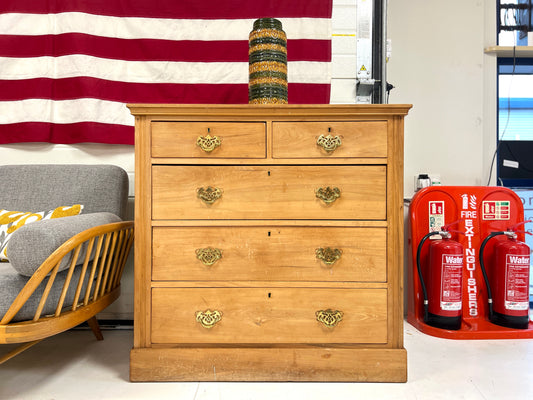 Edwardian, Two over Three Pine Chest of Drawers
