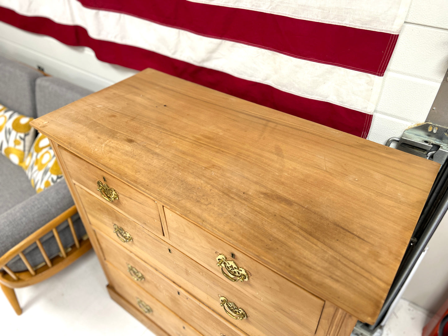 Edwardian, Two over Three Pine Chest of Drawers