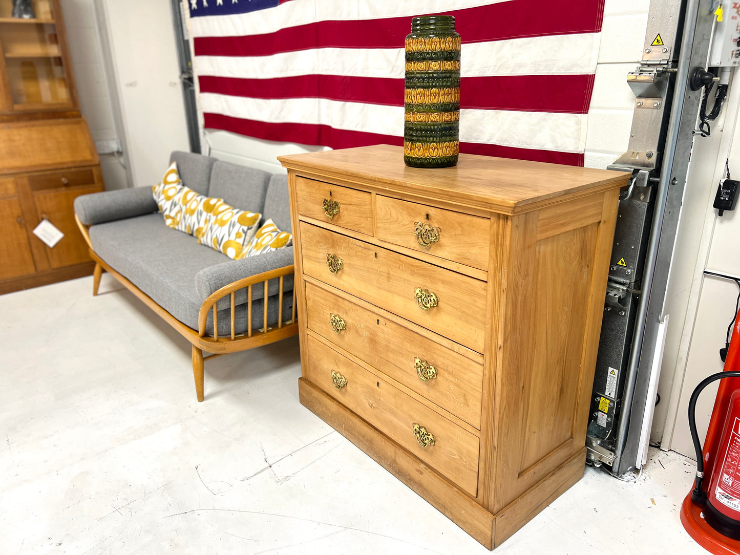 Edwardian, Two over Three Pine Chest of Drawers